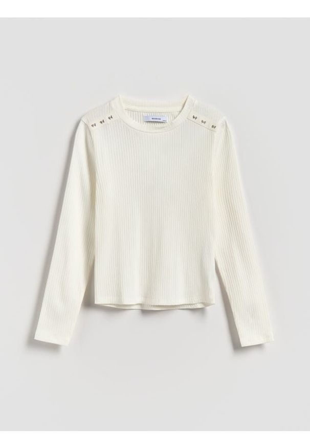 Reserved - Koszulka z ozdobnymi guzikami - złamana biel. Materiał: bawełna