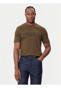 Hugo - HUGO T-Shirt Dulivio 50542737 Brązowy Regular Fit. Kolor: brązowy. Materiał: bawełna