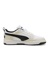 Buty Puma Rebound V6 Low 392328 18 białe. Okazja: na co dzień. Zapięcie: pasek. Kolor: biały. Materiał: syntetyk, materiał, guma, tkanina, skóra. Szerokość cholewki: normalna. Wzór: paski. Sport: koszykówka #6