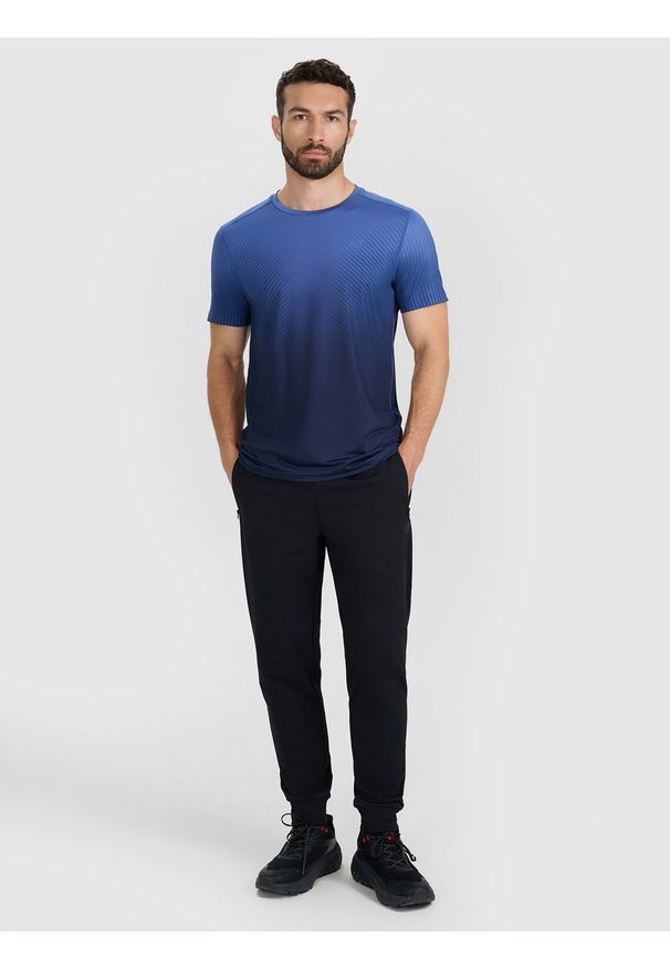 4f - 4F Koszulka treningowa szybkoschnąca męska - granatowa XL. Kolor: niebieski. Materiał: tkanina, włókno, materiał, elastan. Sport: fitness