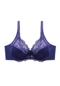 Intica - Biustonosz koronkowy plus size z delikatnym wsparciem na co dzień i okazje Natusuko. Kolekcja: plus size. Kolor: niebieski. Materiał: koronka. Wzór: koronka