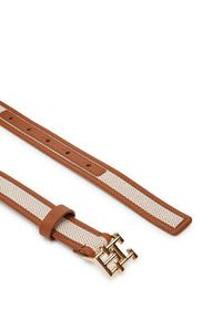 TOMMY HILFIGER - Tommy Hilfiger Pasek Damski Th Logo 2.5 Canvas AW0AW17249 Brązowy. Kolor: brązowy. Materiał: materiał #3