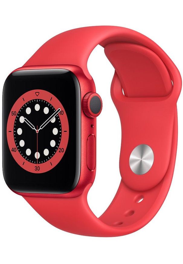 APPLE - Apple smartwatch Watch Series 6, 40mm PRODUCT(RED) Aluminium Case with PRODUCT(RED) Sport Band (M00A3HC/A). Rodzaj zegarka: smartwatch. Kolor: czerwony. Styl: sportowy