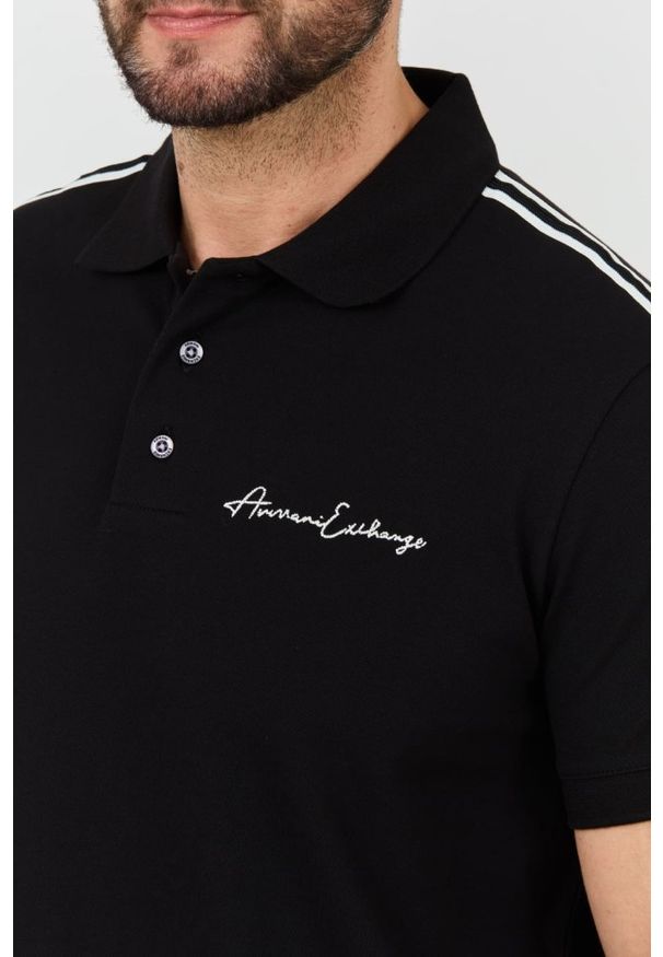 Armani Exchange - ARMANI EXCHANGE Czarne polo. Typ kołnierza: polo. Kolor: czarny