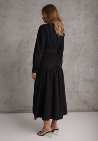 Renee - Czarna Sukienka w Koszulowym Stylu z Wiskozą Bawełną i Paskiem Nerigunn. Kolor: czarny. Materiał: wiskoza, bawełna. Sezon: lato. Typ sukienki: koszulowe. Styl: elegancki #8