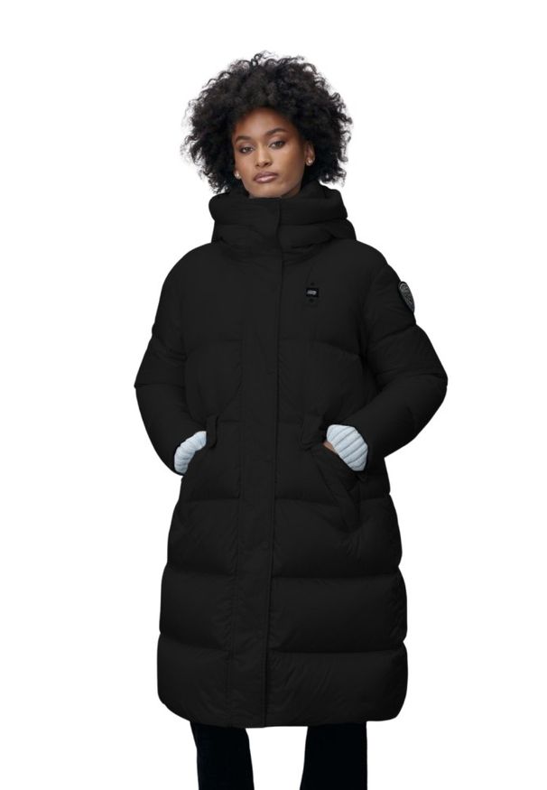 Blauer USA - BLAUER Czarny damski płaszcz Lena Raincoat Long Jackets, Rozmiar M. Kolor: czarny. Materiał: puch, poliamid. Długość rękawa: długi rękaw. Długość: długie. Styl: elegancki
