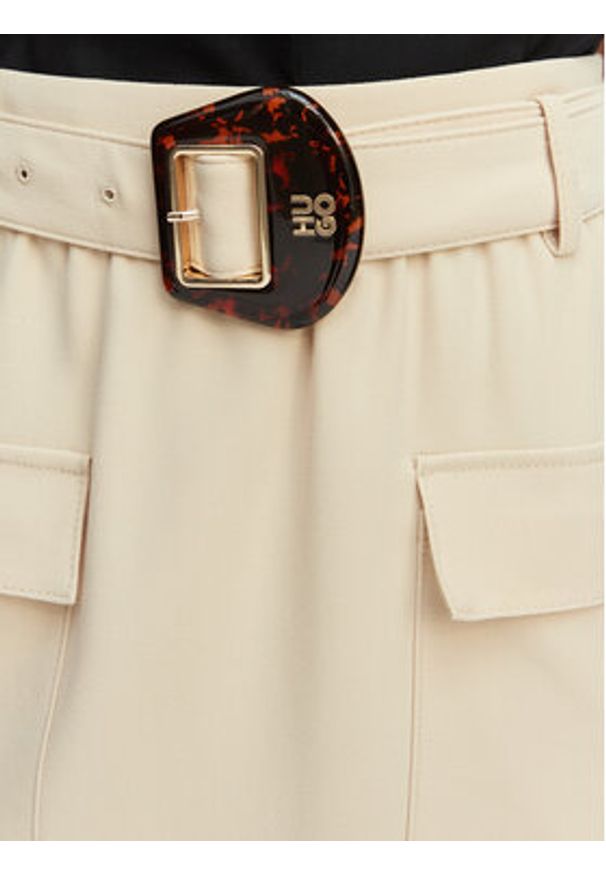 Hugo - HUGO Spódnica midi Randa 50559313 Beżowy jasny Regular Fit. Kolor: beżowy. Materiał: syntetyk