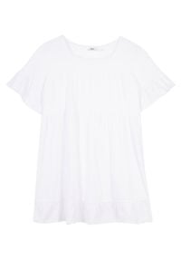 Sukienka dziewczęca z dżerseju z bawełny organicznej bonprix biały. Kolor: biały. Materiał: jersey, bawełna #1