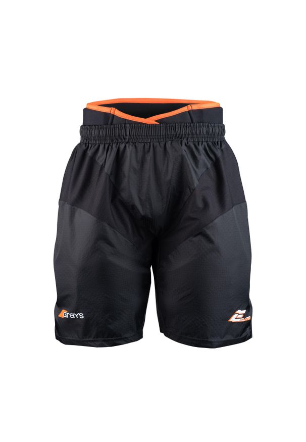 GRAYS - Spodenki bramkarskie Grays Hockey Elite Pro. Kolor: wielokolorowy, czarny, pomarańczowy. Długość: krótkie. Sezon: lato