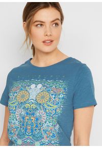 bonprix - T-shirt z nadrukiem. Kolor: niebieski. Wzór: nadruk