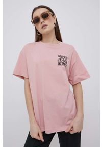 adidas Performance t-shirt bawełniany x Karlie Kloss kolor różowy. Kolor: różowy. Materiał: bawełna. Długość rękawa: krótki rękaw. Długość: krótkie. Wzór: nadruk
