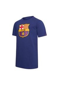 T-shirt dla chłopca FC Barcelona granatowy Junior Logo. Kolor: niebieski