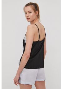 Karl Lagerfeld Top piżamowy 211W2123 kolor czarny. Kolor: czarny. Materiał: tkanina, koronka #4