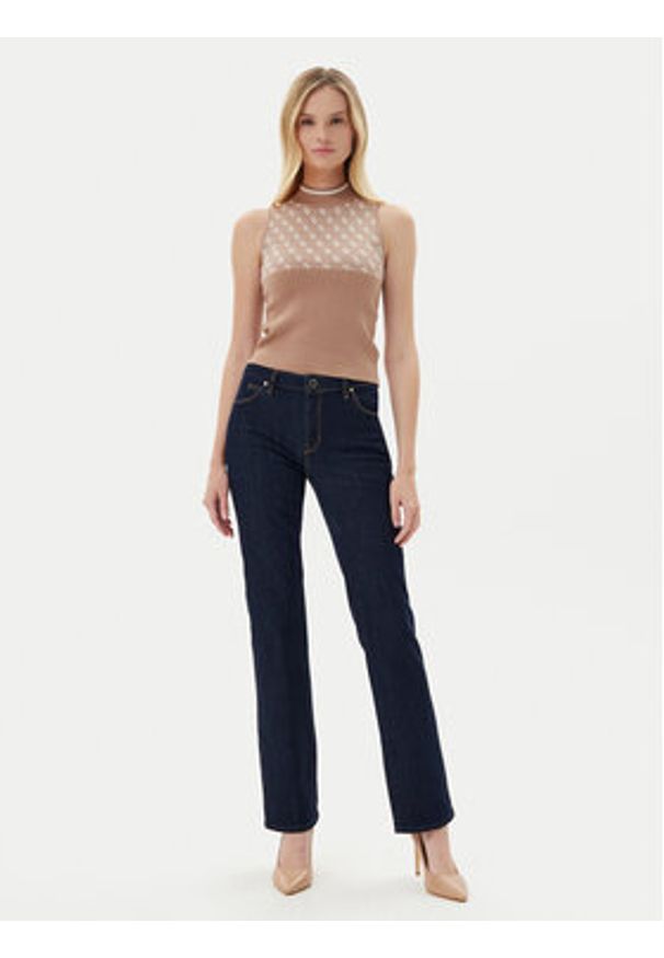 Guess Sweter W3YR26 Z37K0 Brązowy Regular Fit. Kolor: brązowy. Materiał: syntetyk