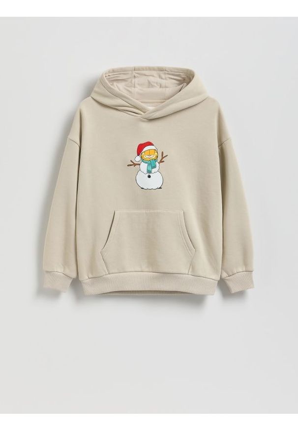 Reserved - Bluza GARFIELD - beżowy. Kolor: beżowy. Materiał: dzianina, bawełna