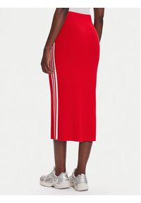 Adidas - adidas Spódnica ołówkowa adicolor Knit 3-Stripes JW2660 Czerwony Regular Fit. Kolor: czerwony. Materiał: wiskoza #6