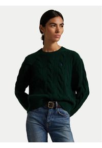 Polo Ralph Lauren Sweter 211A91216008 Zielony Straight Fit. Typ kołnierza: polo. Kolor: zielony. Materiał: wełna