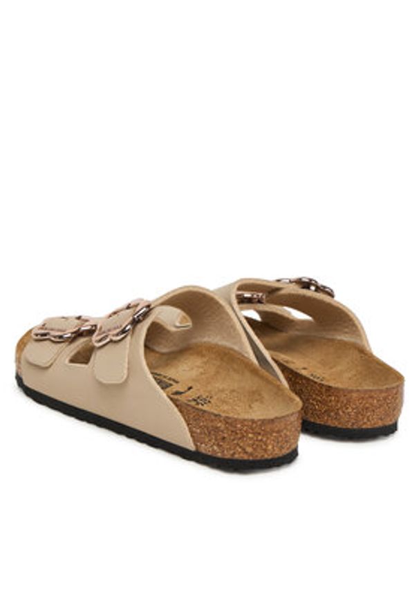 Birkenstock Klapki Arizona Flower Buckle Kids 1030419 S Beżowy. Kolor: beżowy. Materiał: skóra