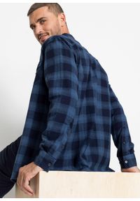 bonprix - Koszula flanelowa z czystej bawełny. Kolor: niebieski. Materiał: bawełna. Długość rękawa: długi rękaw. Długość: długie. Styl: klasyczny #3