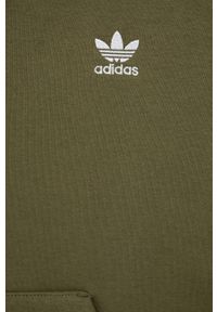 adidas Originals bluza dziecięca HF2308 kolor zielony z kapturem gładka. Okazja: na co dzień. Typ kołnierza: kaptur. Kolor: zielony. Materiał: bawełna, dzianina, materiał. Wzór: gładki. Styl: casual