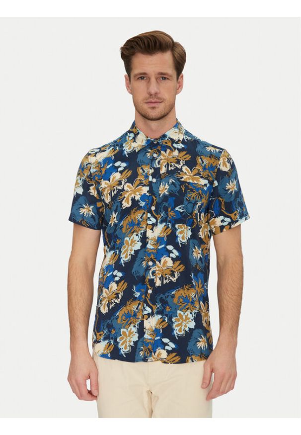 Blend Koszula 20718224 Granatowy Slim Fit. Kolor: niebieski. Materiał: wiskoza