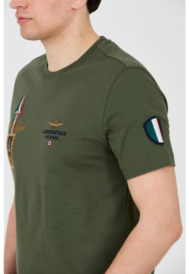 Aeronautica Militare - AERONAUTICA MILITARE Zielony bawełniany męski t-shirt Frecce Tricolori Short Sleeve, Rozmiar M. Kolor: zielony. Materiał: bawełna