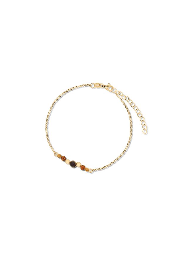 W.KRUK RABAT Srebrna Bransoletka - srebro 925, Bursztyn - SAB/AB487Z. Materiał: srebrne. Kolor: srebrny. Wzór: ażurowy, aplikacja. Kamień szlachetny: bursztyn