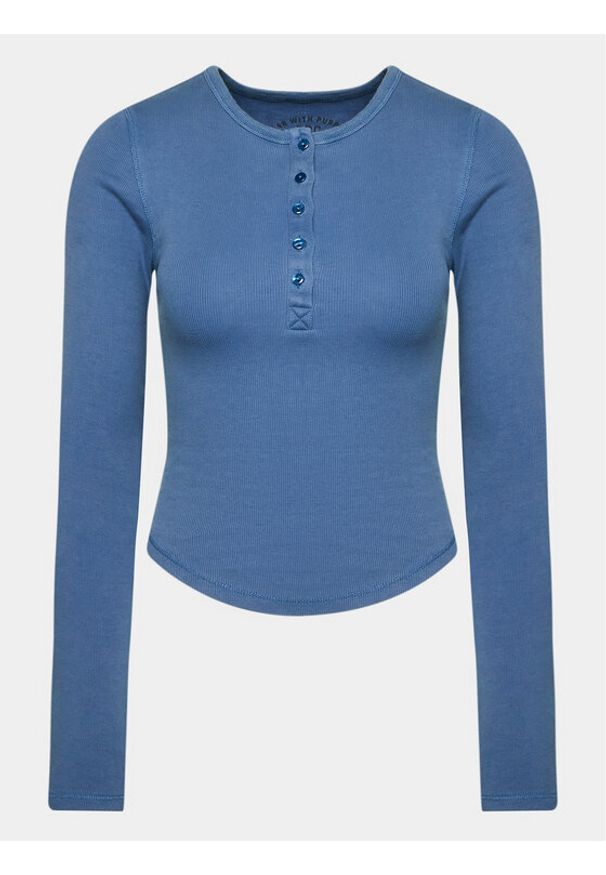BDG Urban Outfitters T-Shirt Henley Ls Tee 75260075 Niebieski Slim Fit. Typ kołnierza: typu henley. Kolor: niebieski. Materiał: bawełna