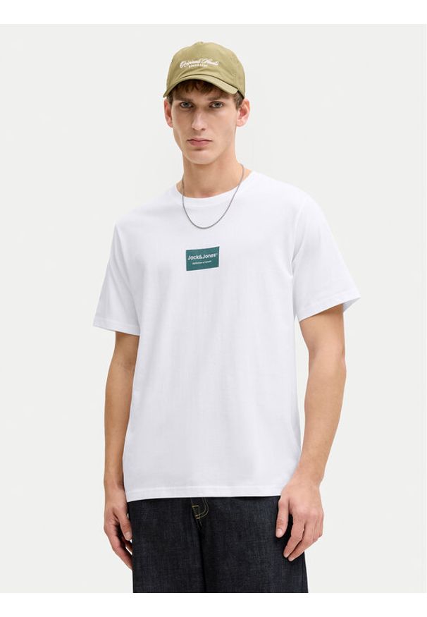Jack & Jones T-Shirt Frank 12288092 Biały Relaxed Fit. Kolor: biały. Materiał: bawełna