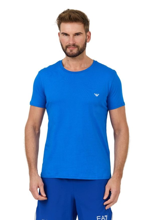 Emporio Armani - EMPORIO ARMANI Niebieski męski t-shirt basique, Rozmiar XL. Kolor: niebieski