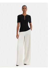 Karl Lagerfeld - KARL LAGERFELD Bluzka B1W18014 Czarny Slim Fit. Typ kołnierza: dekolt w karo. Kolor: czarny. Materiał: wiskoza #2