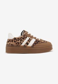 Renee - Panterkowe Sneakersy na Kauczukowej Podeszwie Ozdobione Paskami Nilimea. Okazja: na co dzień. Zapięcie: pasek. Materiał: kauczuk. Wzór: aplikacja #3