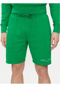 TOMMY HILFIGER - Tommy Hilfiger Szorty sportowe Logo MW0MW34201 Zielony Regular Fit. Kolor: zielony. Materiał: bawełna. Styl: sportowy