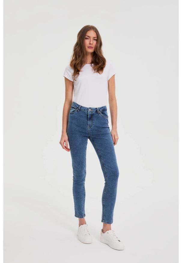 MOODO - Jeansy skinny niebieskie. Kolor: niebieski
