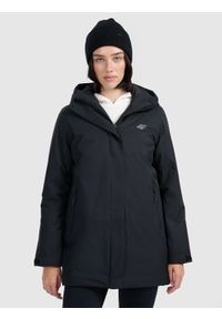 4f - 4F Parka zimowa membrana 8000 damska - czarna S. Okazja: na co dzień. Kolor: czarny. Materiał: poliester, materiał. Długość: do kolan. Sezon: zima. Styl: casual #1