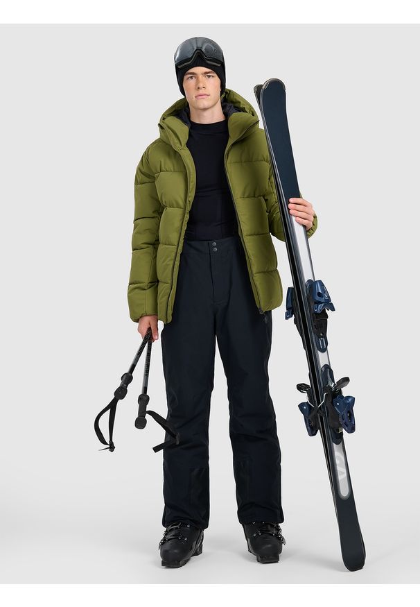 4f - 4F Kurtka narciarska membrana 5000 męska - khaki L. Kolor: oliwkowy, brązowy, wielokolorowy. Materiał: poliester, materiał. Wzór: gładki. Sezon: zima