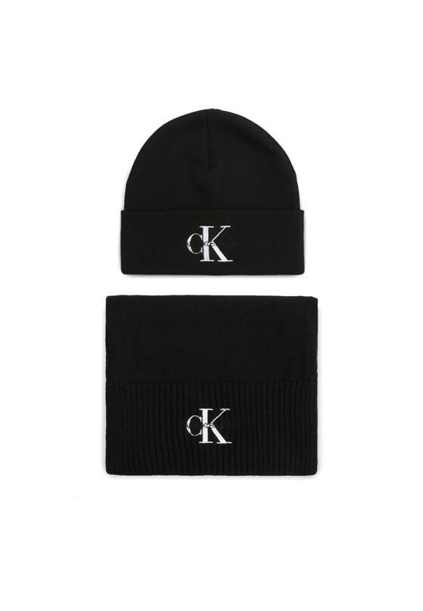 Calvin Klein Jeans Zestaw Szalik i Czapka Gifting Mono Beanie/Scarf K50K511199 Czarny. Kolor: czarny. Materiał: bawełna