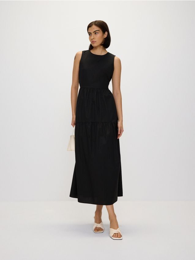Czarna sukienka Reserved maxi 0917P-99X - Sukienki - myBaze.com