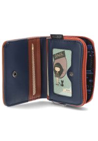 Granatowy Stylowy Portfel Damski Anekke. Kolor: niebieski. Materiał: materiał, skóra ekologiczna. Wzór: aplikacja #7