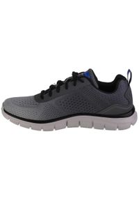 skechers - Buty treningowe męskie Skechers Track Ripkent. Zapięcie: sznurówki. Kolor: wielokolorowy, szary. Materiał: guma, materiał, tkanina, syntetyk. Szerokość cholewki: normalna