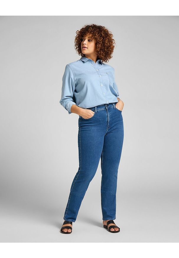 Lee - LEE CLASSIC STRAIGHT PLUS DAMSKIE SPODNIE JEANSOWE JEANSY MID EVITA L32JPVYW 112107649