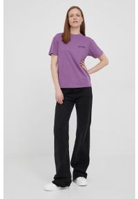 Napapijri t-shirt bawełniany kolor fioletowy. Kolor: fioletowy. Materiał: bawełna. Długość rękawa: krótki rękaw. Długość: krótkie. Wzór: nadruk #5