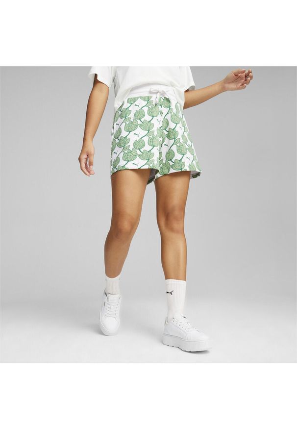 Szorty Sportowe Damskie Puma Ess+ Blossom 5'' Aop Tr. Kolor: zielony