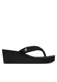 TOMMY HILFIGER - Tommy Hilfiger Japonki Th Wedge Braided Summer Sandal FW0FW09198 Czarny. Kolor: czarny. Materiał: materiał #3