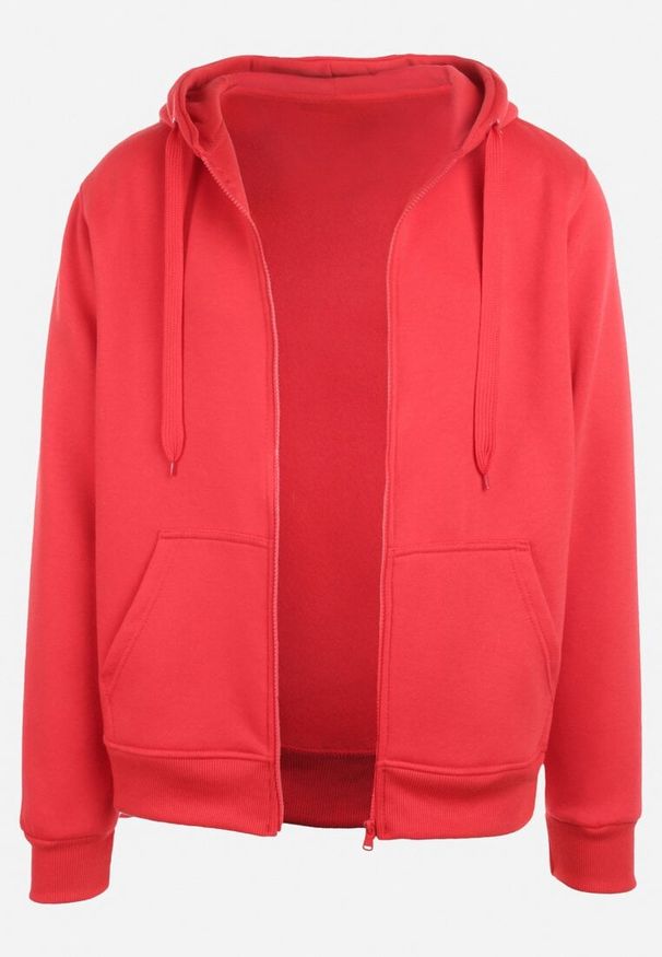 Renee - Czerwona Casualowa Rozpinana Bluza z Kapturem i Polarem Shuberta. Okazja: na co dzień. Typ kołnierza: kaptur. Kolor: czerwony. Materiał: polar. Długość rękawa: długi rękaw. Długość: długie. Styl: casual
