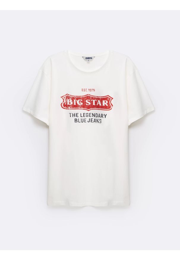 Big-Star - Koszulka męska z nadrukiem biała Millaner 101. Kolor: biały. Materiał: jeans, bawełna, dzianina, skóra. Wzór: nadruk. Styl: klasyczny
