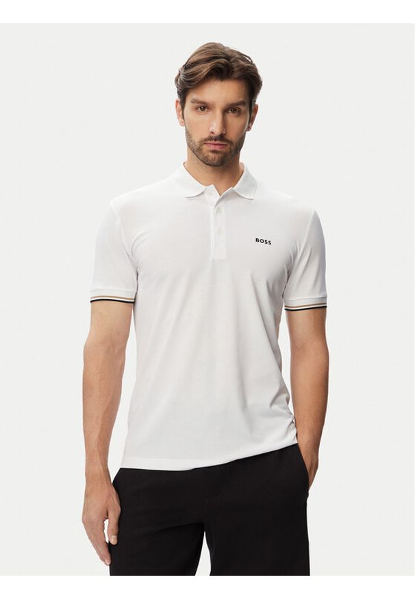 BOSS Polo Game 1 50564785 Biały Slim Fit. Typ kołnierza: polo. Kolor: biały. Materiał: syntetyk