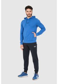 EA7 Emporio Armani - EA7 Dres męski z bluzą z kapturem, Rozmiar S. Kolor: niebieski. Materiał: dresówka