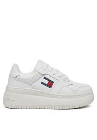 Tommy Jeans Sneakersy Tjw Retro Basket Flatform Ess EN0EN02506 Biały. Kolor: biały. Materiał: skóra