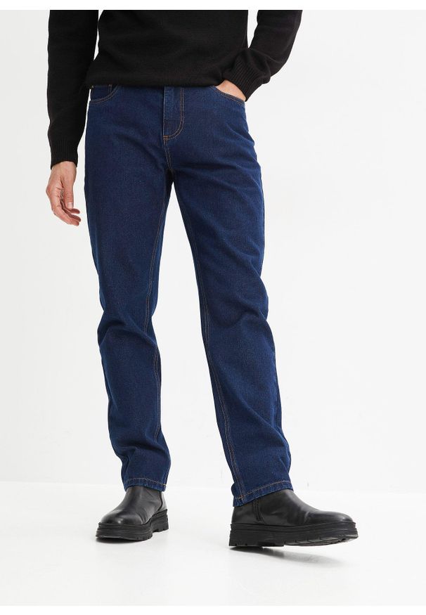bonprix - Dżinsy z elastycznymi wstawkami w talii, classic fit, prosta nogawka. Stan: podwyższony. Kolor: niebieski